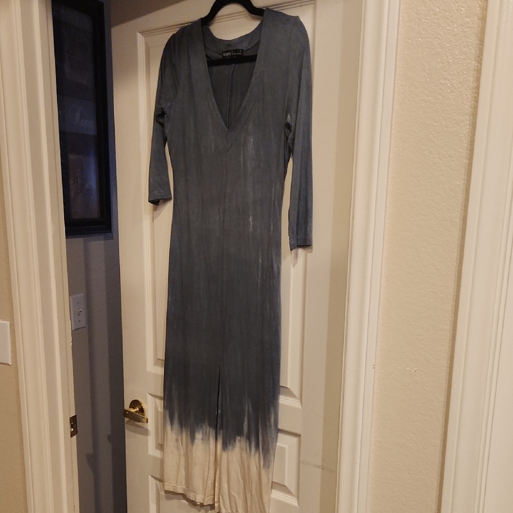 Gypsy 05 Blue and Cream Long Sleeve Dress